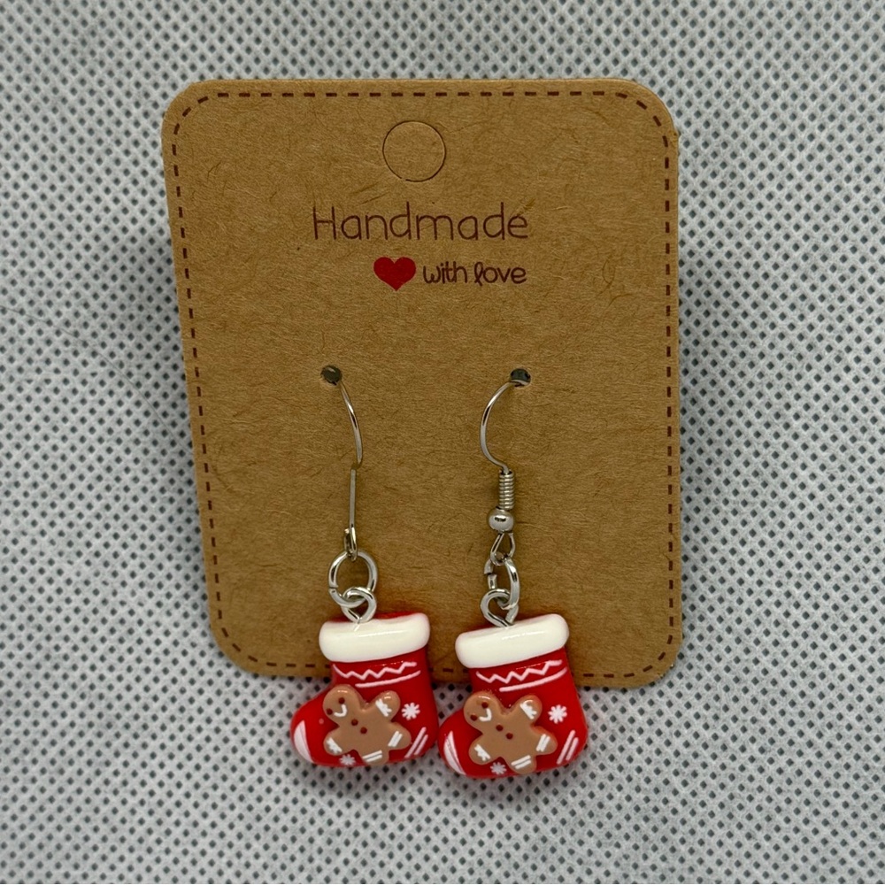 Handmade Christmas Stocking Earrings